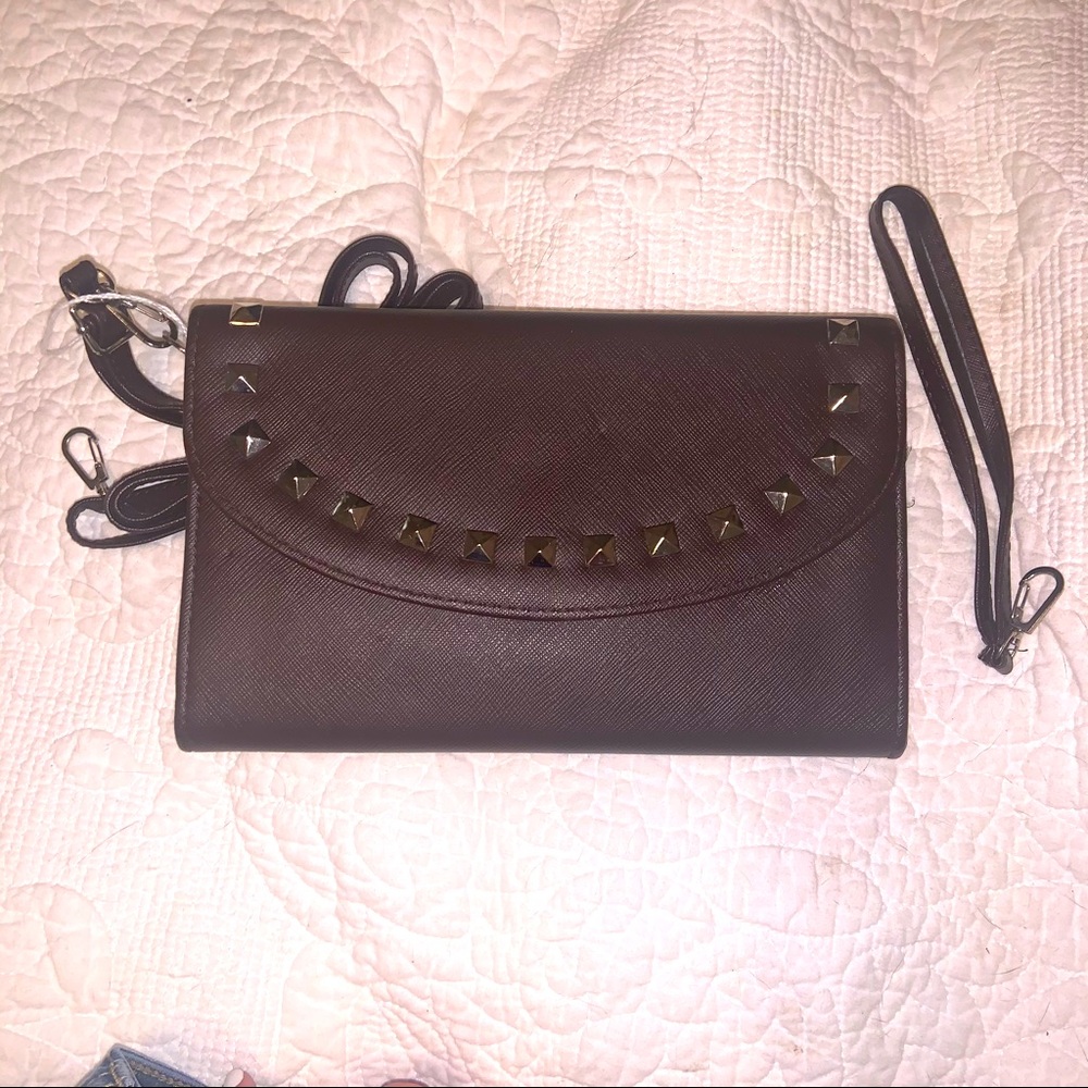 Brown/maroon crossbody with metal details NEW
